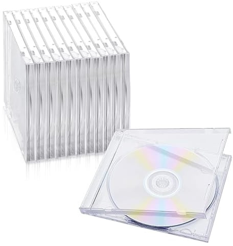 QoTang 12 custodie vuote per CD/DVD, per 1 CD | Custodia in plastica trasparente Jewel Case vuota per archiviazione standard DVD