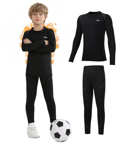 FALARY Kinder Thermounterwäsche Set Jungen & Mädchen, Skiunterwäsche Thermowäsche Winter Thermo Leggings & Lange Unterhosen warm atmungsaktiv – Größe M