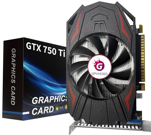 GPVHOSO GTX 750Ti 4GB Graphics Card GDDR5, | 128bit Gaming Video Card, PCI Express 3.0x16 Interface, HDMI, DVI-D, VGA, Dual Fan, Low Power GPU for Gaming Working