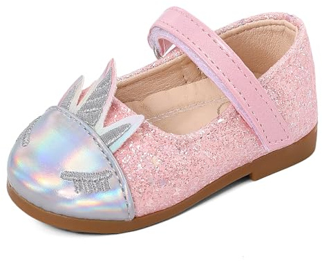 LACOFIA Scarpe Primi Passi Bambina Scarpine Comode Neonata Ballerine Principessa Antiscivolo per Prima Infanzia Unicorni Rosa 19(Etichetta 17)