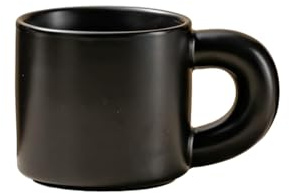 Ceramic heat-resistant round big ear handle fat cup household simple personality-Syria sweet-mug black matte
