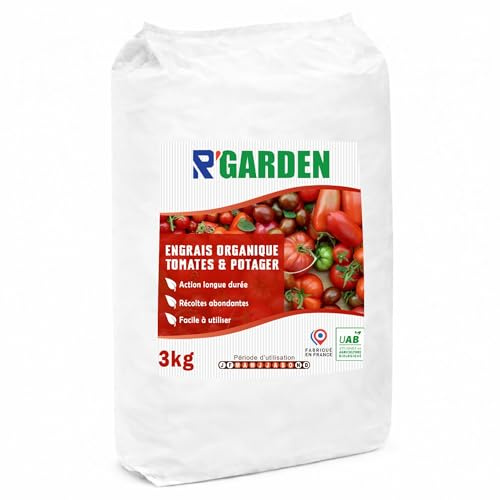 R’GARDEN – Engrais Organique Tomates & Potager | Engrais Naturel Longue Durée | Récoltes Abondantes | Utilisable en Agriculture Biologique | Fabriqué en France (3 KG)