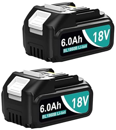 2 x 6.0Ah Replacement Battery for Makita LXT - Compatible with Makita 18 V Devices and Chargers - Lithium-Ion Battery with LED Charging Indicator