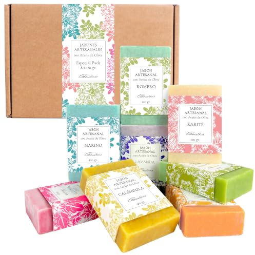 CABRERIZO SOAP Pack Jabones para regalar – 8 Jabones Artesanales (8x120g.) | Pack regalo mujer cumpleaños, aniversario... - Jabon cara mujer y hombre para cuidado de la piel - Jabon facial limpiador