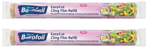 EasyCut Cling Film Refill, 35cm x 60m, Food Wrapping, Freezing and Microwaving, Pack of 2