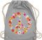 Shirtracer Turnbeutel Rucksack - Sprüche Statement - Peace Flower Power Hippie Peace Zeichen I Friedenszeichen I 90er I 70er - Unisize - Hellgrau - festival turnsack mit aufschrift 90s beutel