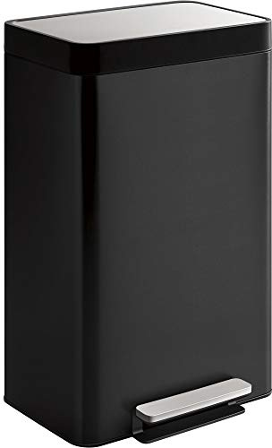 KOHLER 13-Gallon Stainless Steel Step Trash Can, Black Stainless Steel, Hands-Free Pedal, Quiet-Close Lid, Fingerprint-Resistant, Durable, K-20940-BST