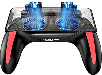 Diyeeni Controlador de Juego Móvil, Mando Movil PUBG Portátil con Banco de Energía y Ventilador de Enfriamiento, Controlador Móvil para Android y iOS de 4.7 a 6.5 Pulgadas