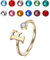 LONAGO 925 Sterling Silber Personalisierte Brief Ring Einstellbare Benutzerdefinierte Anfangsbuchstaben Birthstone Name Offenen Ring (Gelbes Gold)