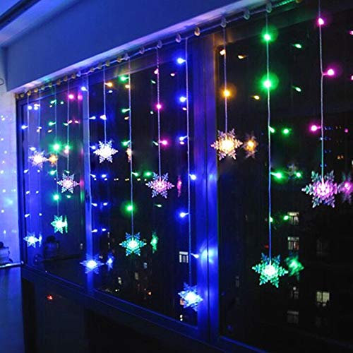 Klighten RGB LED Schneeflocke Lichterketten, 96 LED Lichterkettenvorhang Vorhang Lichter mit 8 Modi Weihnachtsbeleuchtung für Innen/Außen Weihnachtsdeko Deko