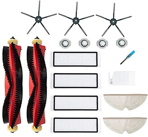 Chuancheng Ersatzset für Xiaomi Roborock S5 MAX S6 MAXV S6 Pure S60 S65 T6 E25 E35 Staubsauger, einschließlich 2 Rollenbürsten 4 Hepa-Filter 4 Wasserkern 3 Seitenbürsten 2 Wischtücher