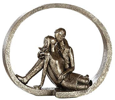 GILDE Skulptur Hingabe antik bronzefarben, Paar im Rahmen L= 14,0 cm B= 28,0 cm H= 24,0 cm 36817