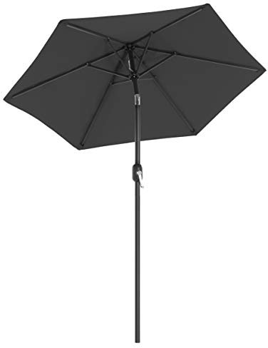 SONGMICS Sonnenschirm 200 cm, UPF 50+, Strandschirm, beidseitig um 30° knickbar, Sonnenschutz, mit Kurbel zum Öffnen/Schließen, für Terrasse, Balkon, Pool, ohne Ständer, grau GPU202G01
