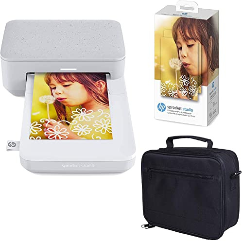 HP Sprocket Studio 4 x 6 Zoll Sofortbilddrucker (Weiß) Fotopapier-Kit