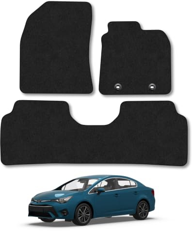 Fits Toyota Avensis (2009-2018) Carpet Car Floor Mats | Tailored Fit Carpet Floor Mats non Slip Black Trim Full Coverage Compatible Accessory Front Rear Anti Slip Granulated Backing
