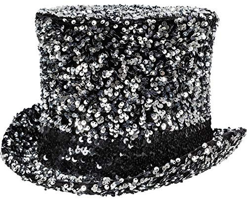 PAPSTAR NEU Herren-Zylinder mit Pailletten Silber, KW 59-61