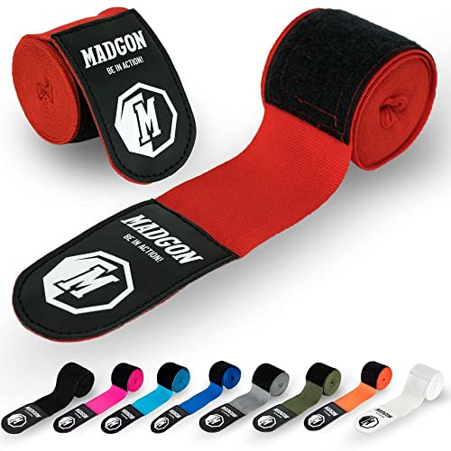 MADGON Boxbandagen mit Daumenschlaufe & starkem Klett | Box Bandage in 3 m / 3,8 m / 4,5 m – ideal für Boxen, MMA, Kickboxen, Training & Sparring | 2er Set