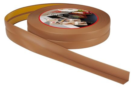 ProfiPVC Battiscopa Morbido PVC 18x18mm - 5 metro, Nastro Sigillante Autoadesivo per Cucina e Bagno, Elastico e Divisibile, con Striscia Spezzata, Montaggio Facile, Ambra