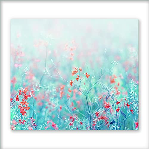 Canvas Fly 60x52 Glas-Herdabdeckplatte für Induktions- & Cerankochfeld, Küchen-Spritzschutz, Universale Küchenarbeitsplatte, Schneidebrett & Kochplatte-Abdeckung, Glasplatte inkl.Silikonnoppen