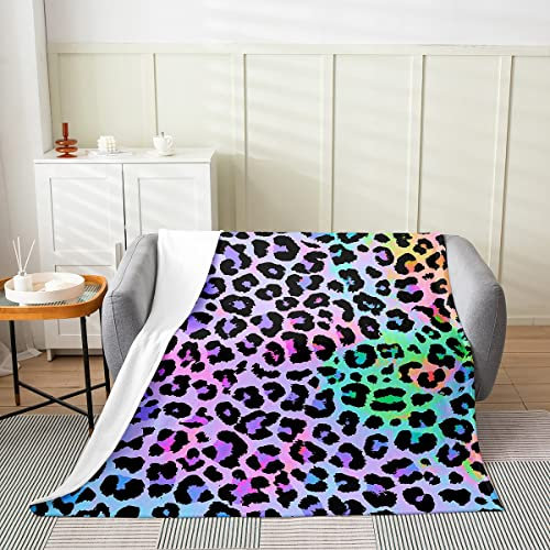 Trippy Leoparden-Flanell-Decke ganzjährig Jungen Gepard Überwurf Decke für Kinder Jungen Mädchen abstrakte Kunst Fleece-Decke Schlafsofa Couch Dekor Safari-Tierhaut Plüschdecke leicht, 130 x 150