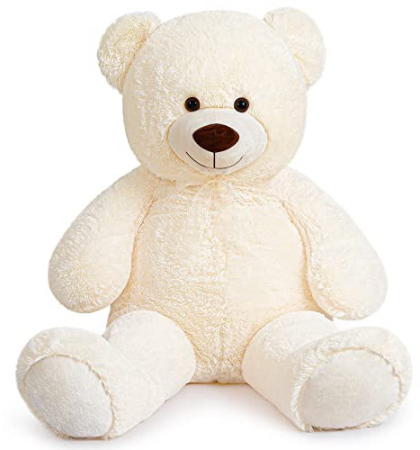 Yeqivo Orsacchiotto Gigante Grandi Animali di Peluche Peluche Orso Grande per Fidanzata Bambini Natale San Valentino (Bianco,110CM)