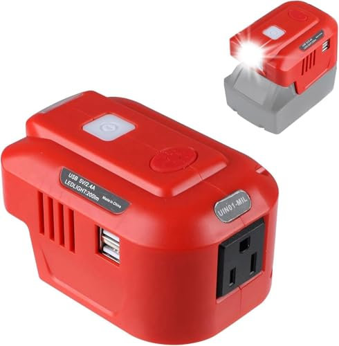 Laimiao Power Inverter for Milwaukee, 150W Portable Power Supply Inverter for Milwaukee, AC 110V-120V Power Inverter with Dual USB and AC Outlet (Battery not Included)