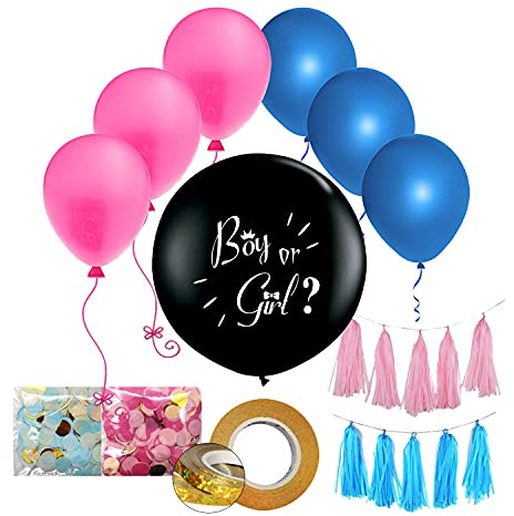 DS Living Gender Reveal Balloon Baby Girl Pink Or Boy Blue Confetti Jumbo 18, Giant 36 or Party Decoration Pack