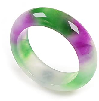 DNTENG Jade-Ring für Damen, Lavendel-Eis-Jade, Bandring, 100 % echter Stein, natürliche Jade, Schmuck, Handwerk, Geschenke für Frauen, Größe 6–11, US SIZE 6, Stein:, Achat