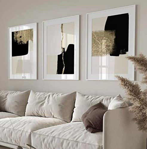 HEHGVCF 3 Stücke Poster Set Wandbilder Schwarz Beige Gold Marmor Geometrische Bilder, Wandbild Print Bilder für Wohnzimmer Home Deko Bilder Gold Ohne Rahmen (Beige Gold,60 x90cm)