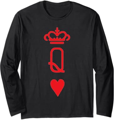 Playing Cards Top For Women & Girls Red Queen Of Hearts Long Sleeve T-Shirt