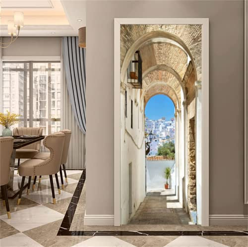 FLFK 3D Türtapete Selbstklebend TürPoster 77x200cm-Garten-Szenerie Türaufkleber Abziehen und Aufkleben Mauer Aufkleber Zuhause Dekor(2 Stk/Set)