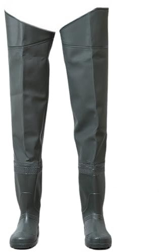 HWBZSZY Stivali da Pioggia Alti da Uomo Regolabili Scarpe da Acqua Impermeabili Stivali Lunghi Trampolieri da Pesca in PVC Resistenti all'Usura per Scarpe Pesca Stivali Caccia Antiscivolo,Verde,43 EU