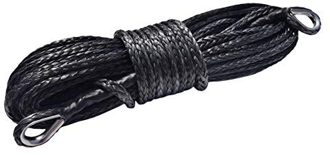 BAtlam Synthetisches Windenseilkabel Schwarz 10 mm * 26 m Synthetisches Windenkabel, Windenseilverlängerung, Offroad-Seil, Verlängerungsseil für ATV UTV SUV mit Schwerer Struktur