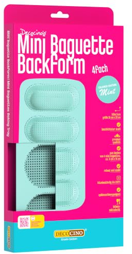 DECOCINO Mini Baguette Form mint 35 x 22 cm zum Backen von 4 Mini Baguettes | Antihaftbeschichtung, spülmaschinengeeignet