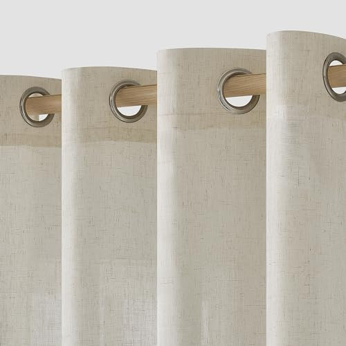 MIULEE Tende per Interni Tenda Camera da Letto Soggiorno Lino Finestre Con Occhielli Tenda a Pannello Traslucido Adatte Moderne Trasparente Tende Cucina Bianca 140 x 260 CM