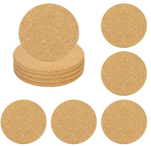 Pizsieat Lot de 20 Dessous de Verre Bois,Sous Verre Bois Rond -Sous Tasse de 10 cm de Diamètre et 5 mm d’Épaisseur-Réutilisables Dessous de Verre Liege pour la Maison, Bureau, Bar et Restaurants