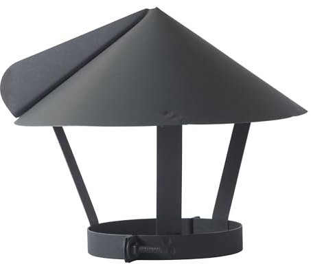 AURIMARA Cubierta para chimenea, tubo de humos, campana de lluvia, accesorio para chimenea, accesorio ajustable, color negro, con cierre de pinza, sombrero para chimenea (200 mm)