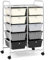COSTWAY 10 Drawers Storage Cart, Multipurpose Mobile Organizer Shelving Unit with Handle, Removable Drawers & Lockable Wheels, Utility Rolling Trolley for Home Office Beauty (Gradient Grey)