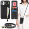 Zouzt for iPhone 11 Case with Cord and Card Holde, Zipper Wallet Case with Crossbody Lanyard Ring Adjustable Necklace Protective Cover Women for iPhone 11 6.1 Inch - Black