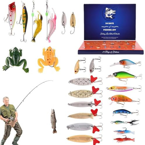 Ukisisi Angel Adventskalender 2023 Raubfisch,adventskalender 2023 Männer Angeln,Fishing Deluxe Raubfisch Angler Adventskalender,Angelzubehör Für Angelliebhaber