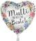 Folienballon für Mama 'Mutti - Du bist die Beste' Blumen Wasserfarben Ballon Muttertag Deko Geschenk Mama Geburtstag Luftballon Geschenk Mutti, Made in EU, Helium geeignet