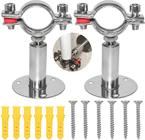 Beduan 2 Inch Stainless Steel Pipe Support - Adjustable Pipe Brackets for PVC/Metal Water Pipe - Wall & Ceiling Mount - Silver Finish