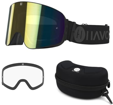 Havoc Racing Magnetische rahmenlose Brille – für Motocross, Dirt Biking, Snowboarden, ATV und UTV – Obsidian-Brille, klare Gläser und Hartschalenetui