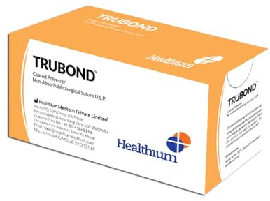 HEALTHIUM - Trubond sutura stérile non assorbibile, calibre 3/0, courbe 1/2, ago 25 mm - 90 cm - vert, 22771