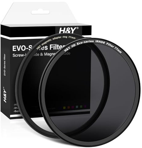 H&Y Filtro ND EVO IRND8 3-stop da 77 mm, vite 2 in 1 e anello adattatore magnetico