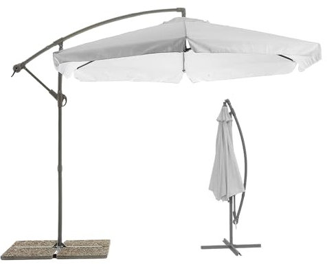 Avilia Ombrellone Parasole da Esterno Decentrato - Perfetto per Giardino, Terrazzo, Protezione UV 50+, Regolabile,300x300x270cm, Grigio