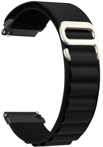 CeiBand Alpine Loop Nylon Armband Kompatibel mit 20mm 22mm, G-Haken Edelstahl Metall Schnalle Sport Uhrenarmband Herren Damen Ersatzband für 20mm 22mm -(22mm Schwarz)