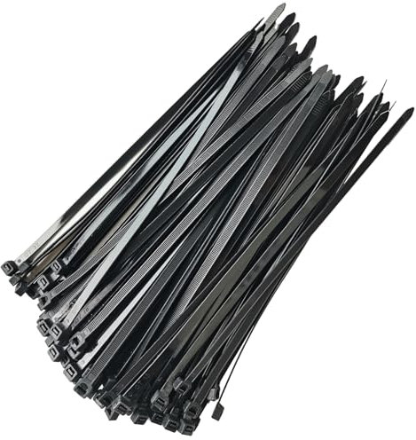ULWSY Cable Ties, 100 Pack 300mm x 7.6mm 12 Inch Black Self Locking Nylon Zip Cable Wrap Ties