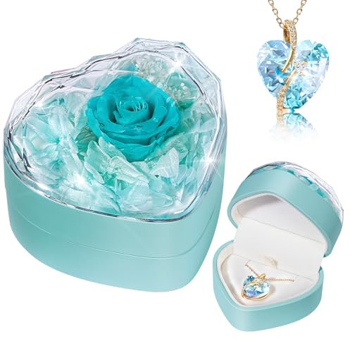 Cadeau pour Femme, Cadeau d'anniversaire Rose réservée Elle, Collier Coeur de Rose, éternelle, Mariage, Petite Amie, Noël, Saint Valentin, fête des mères
