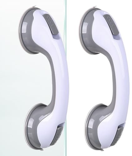 Ventouse de Poignée Douche, 2 pcs Poignée Baignoire de Sécurité, Poignée Ventouse, Douche, Baignoire Sécurité Poignée, Sans Perçage Amovible, pour Personnes Âgées, Handicapés, Enfants